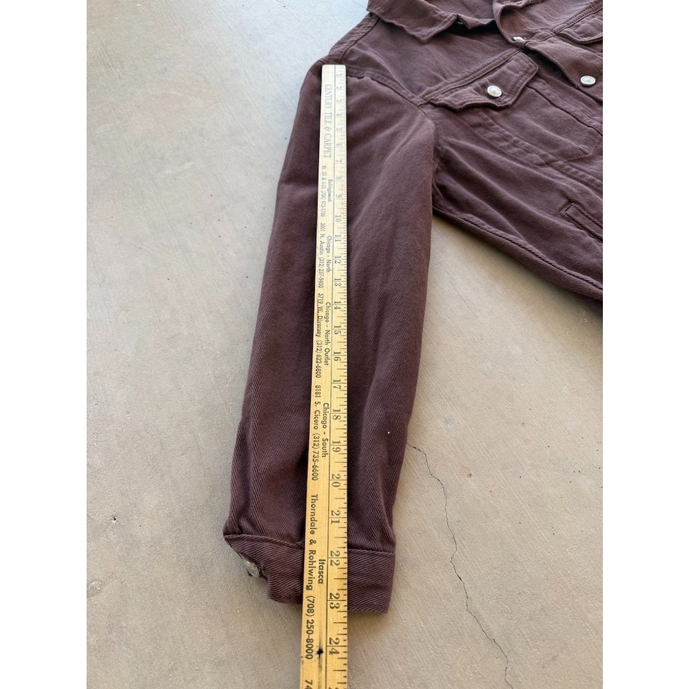 Princess Polly Brown Cropped Denim Jacket XS/S Western Trucker Y2K - Picture 8 of 8